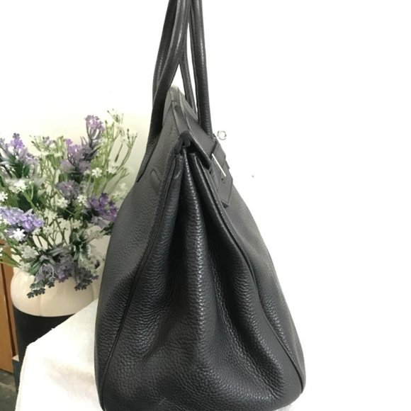 Hermes Birkin Handbag Noir Clemence with Palladium Hardware 35 Black - Picture 8 of 11